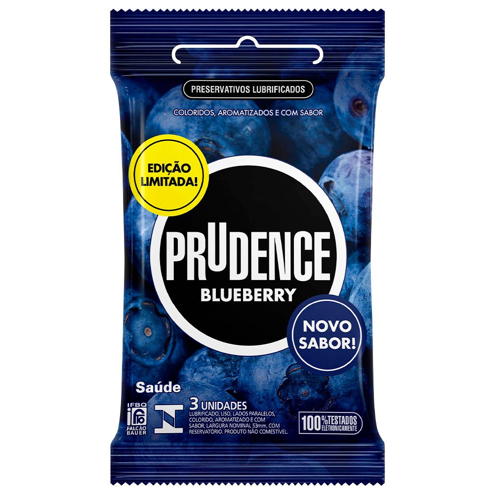 Preservativo Prudence Blueberry Com 3 Unidades