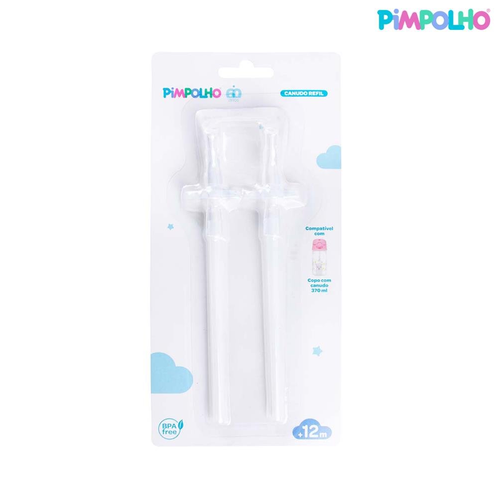 Kit Canudo Refil Para Copo 370Ml Unissex Pimpolho Com 6 Unidades.
