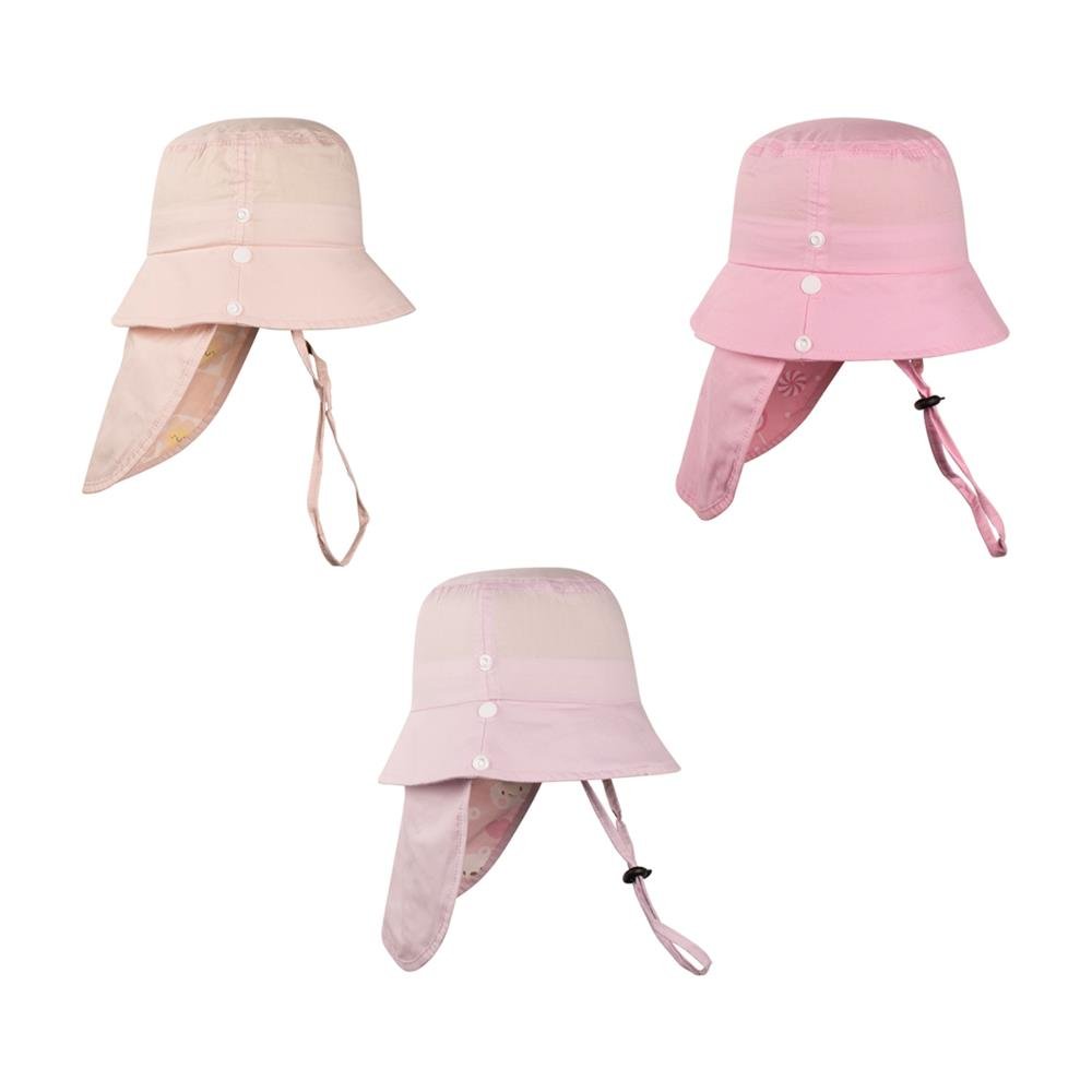 Kit Chapéu C/Proteção De Pescoço E Tecido Uv Tam 48 06-24 Meses Feminino Pimpolho Pack Com 6 Kits