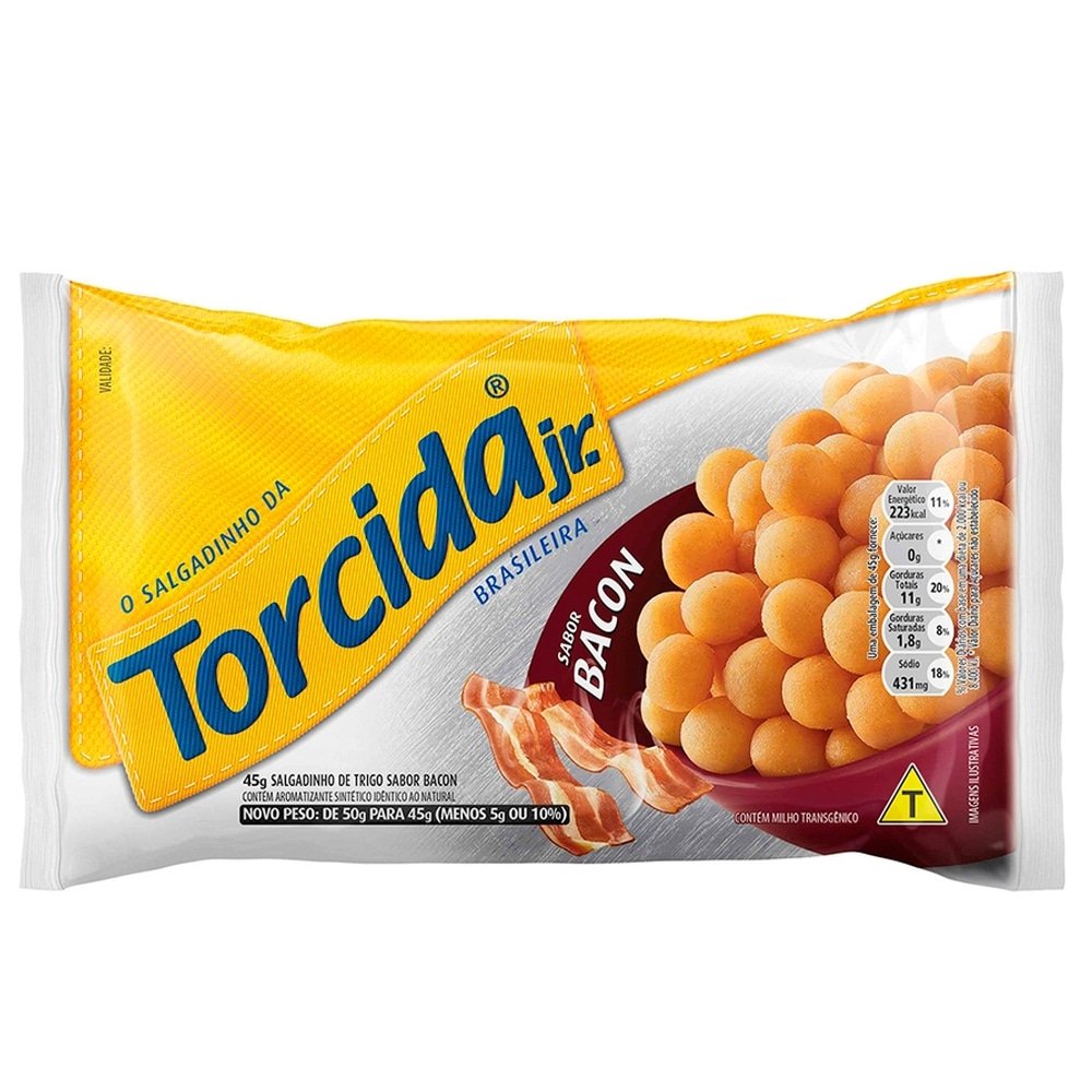 Salgadinho de Trigo Bacon Torcida Jr. Pacote 70g