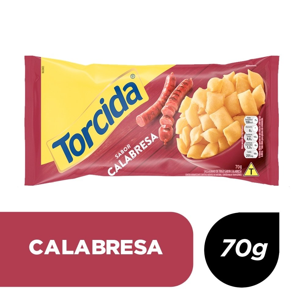 Salgadinho de Trigo Calabresa Torcida Jr. Pacote 70g