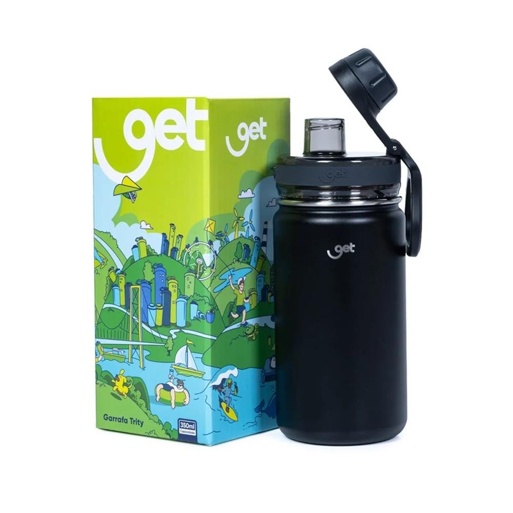 Garrafa Térmica Inox Get Trity 350Ml Preto