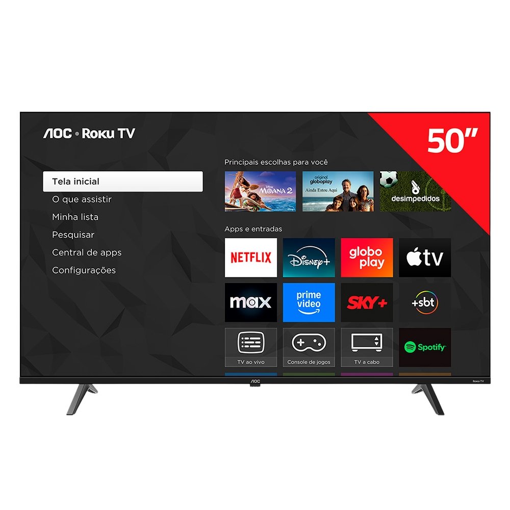 Smart Tv 50" Aoc 4K Dled 50U7045/78G Roku Tv Quad Core 3 Hdmi