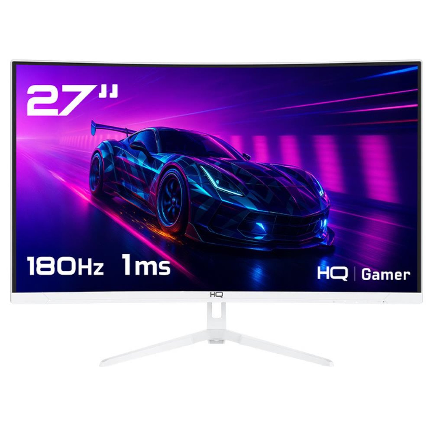 Monitor Gamer Branco 27" Curvo 1Ms, 180Hz, Amd Freesync, Full Hd, Hdmi, Dp, Frameless Hq Premium Hq