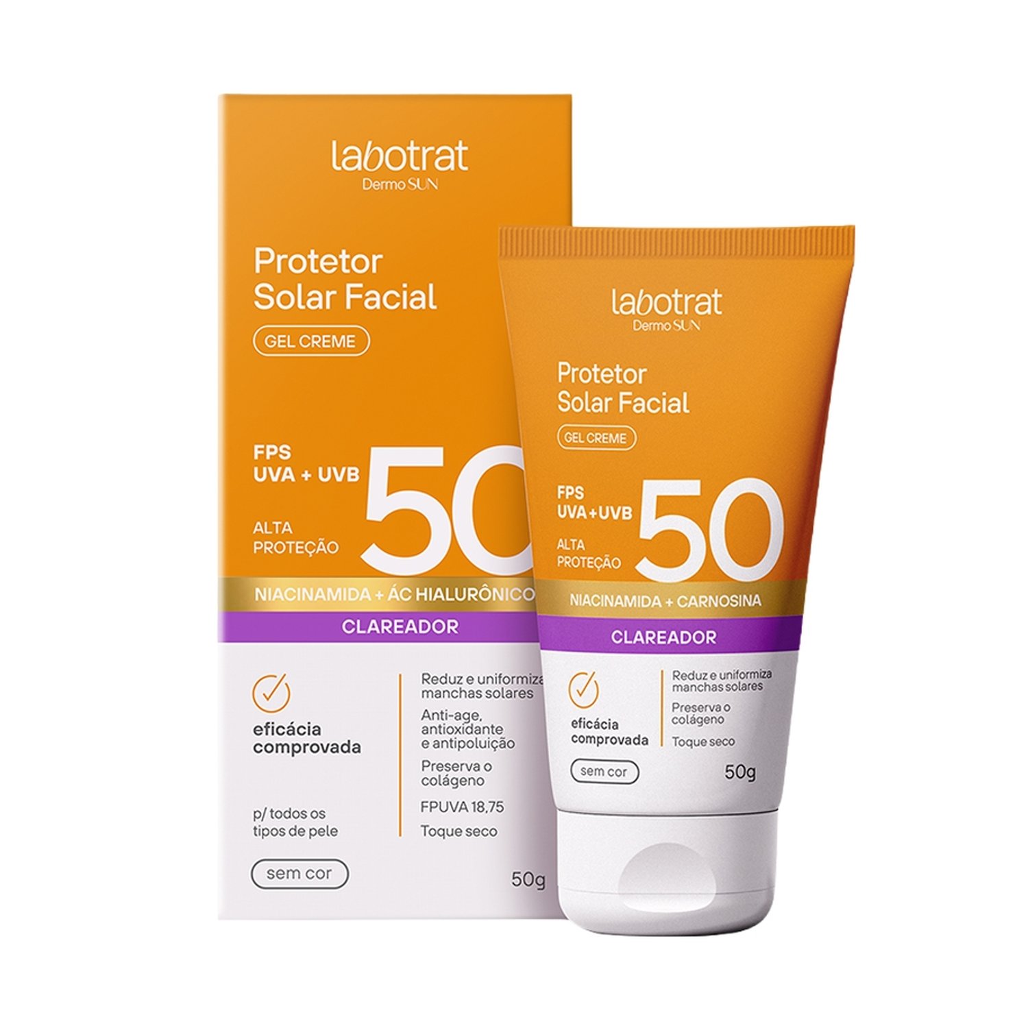 Protetor Facial Labotrat Gel Creme Incolor FPS50 50g