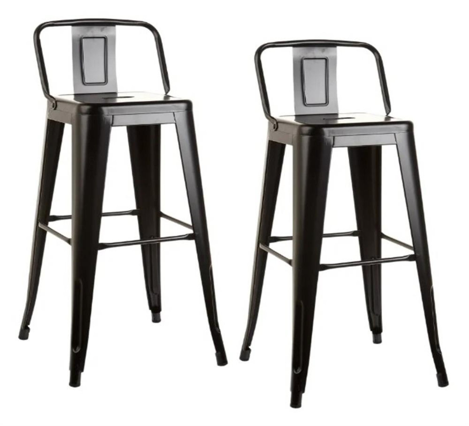Kit 2 Banquetas Altas Industriais Pretas Em Aço 76Cm Com Encosto ¿ Iron Tolix