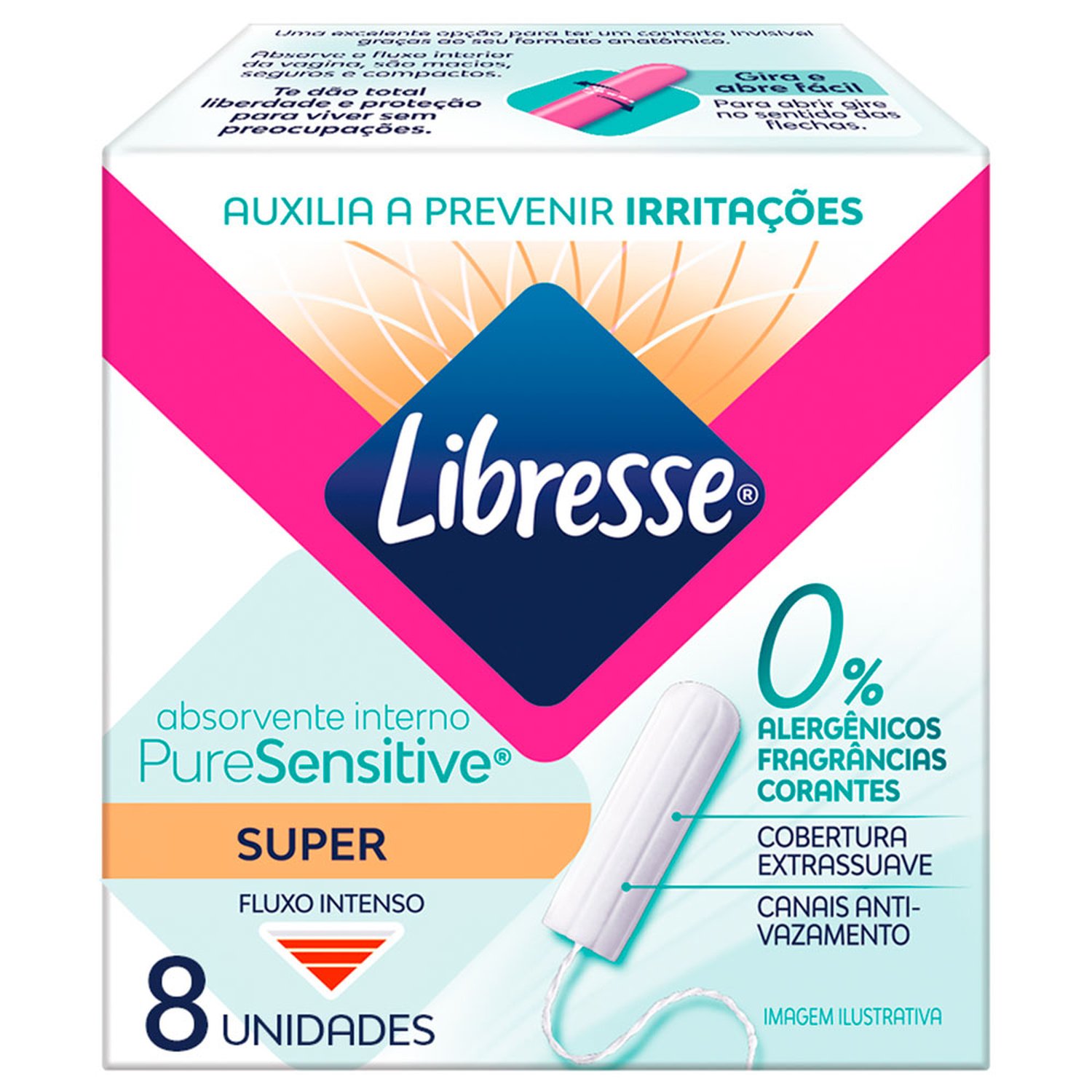 Absorvente Interno Extra Suave Libresse Pure Sensitive Super 8 Unidades
