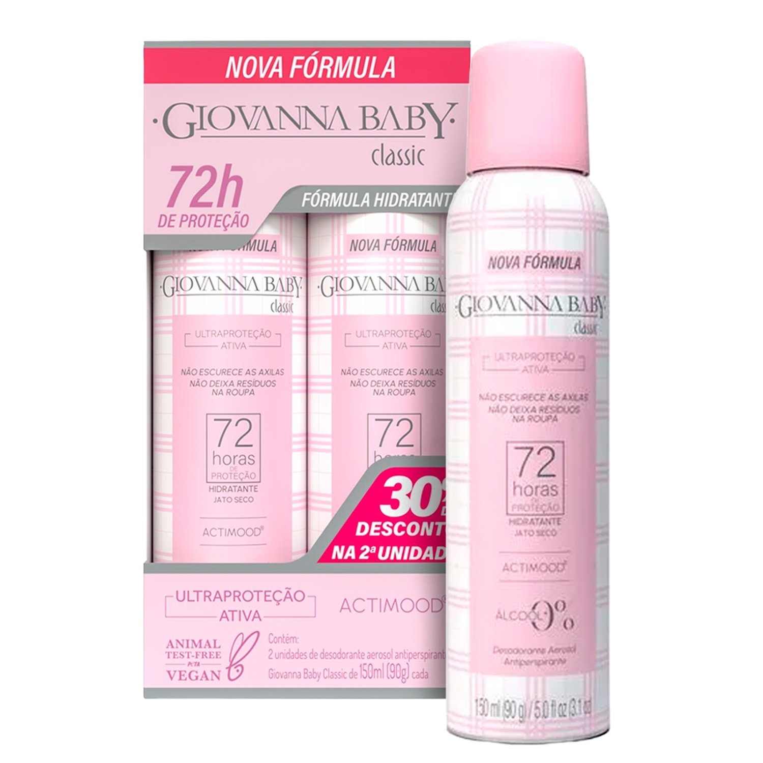 Desodorante Giovanna Baby Aerossol Classic 72h 150ml - Embalagem com 2 Unidades
