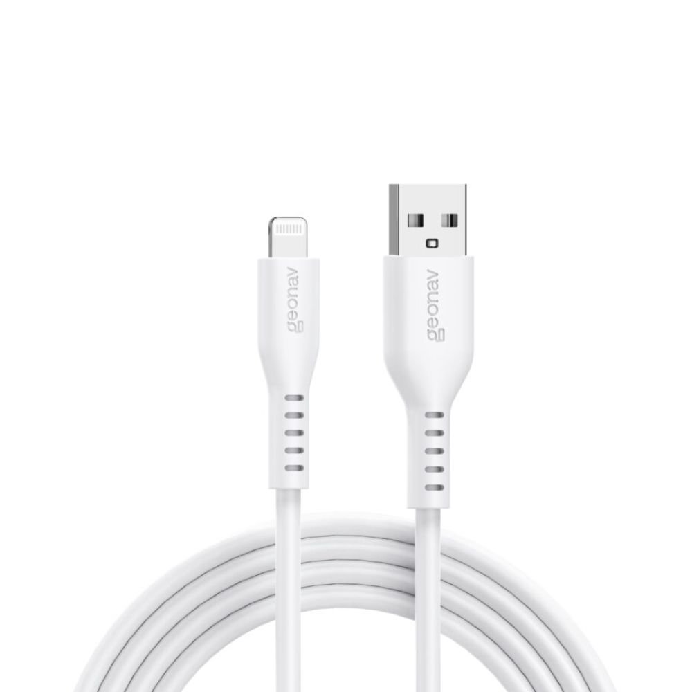 Cabo Usb-A Para Lightning 1,5M 2.4A 12W Geonav Silicone Branco Esliswt