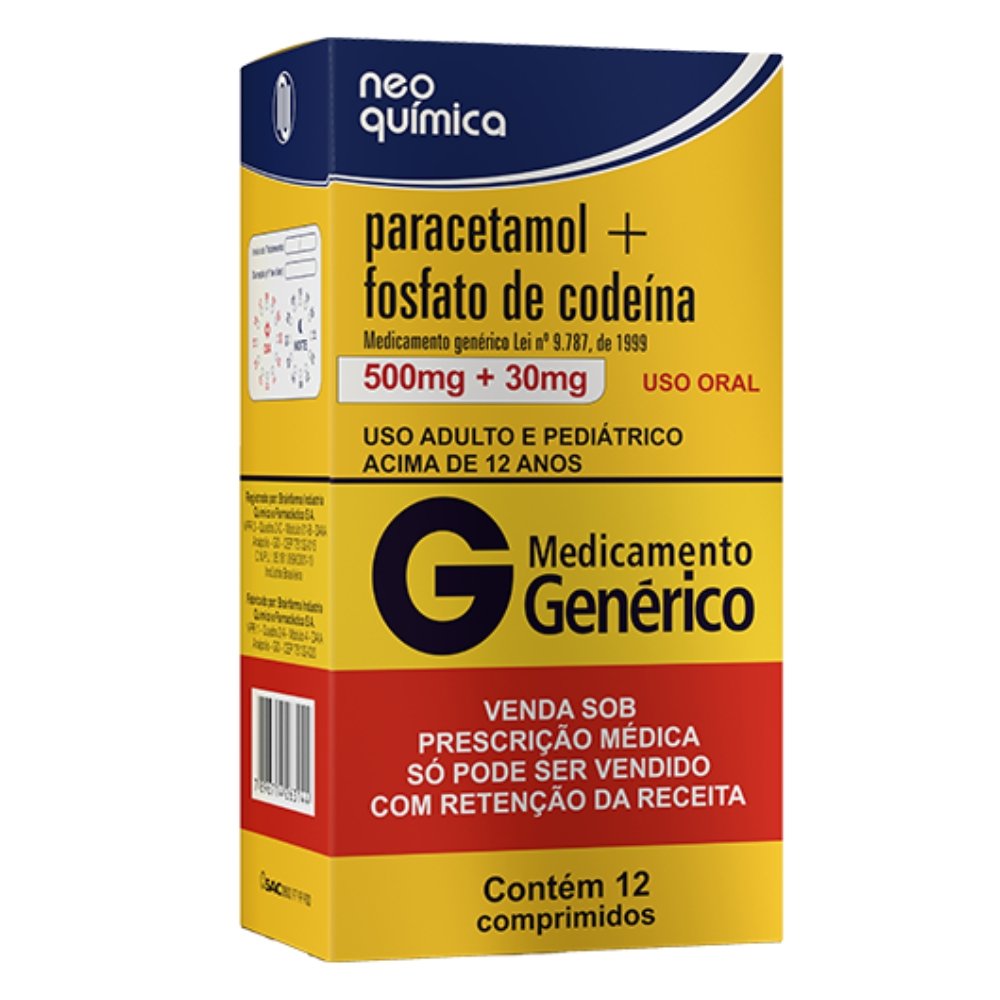 Paracetamol+Codeina 12Cpr | Martins Atacado
