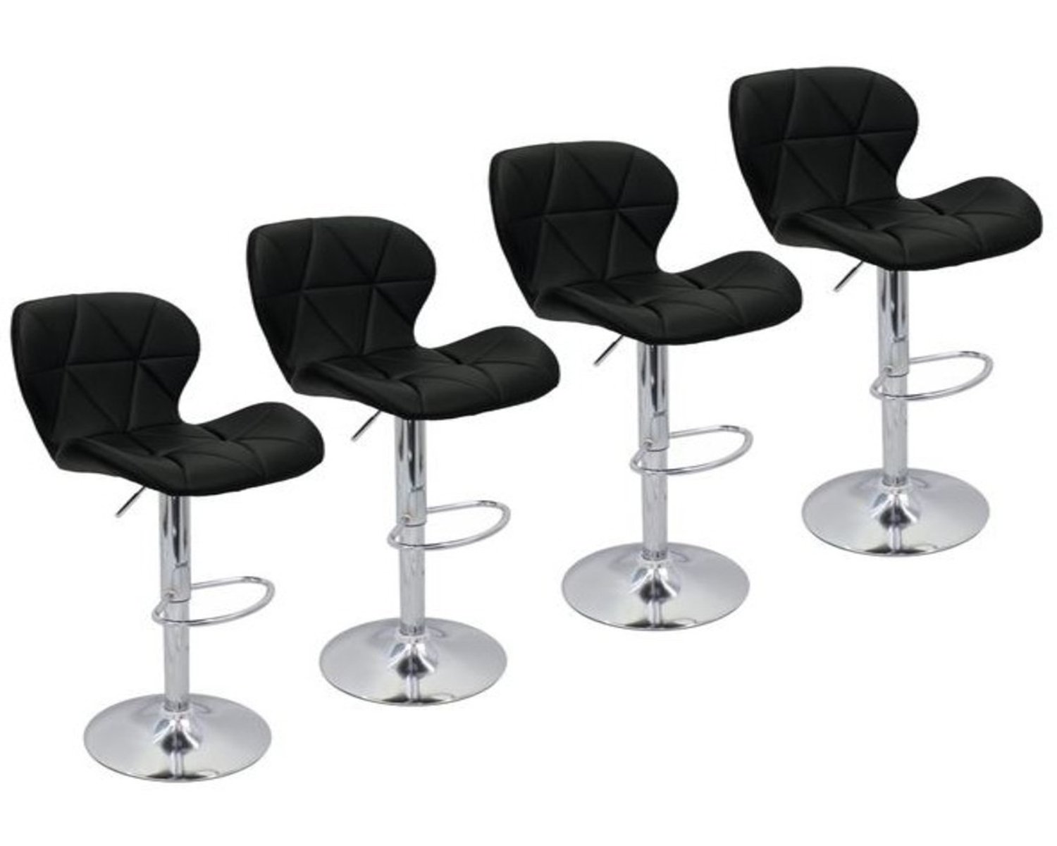 Kit 4 Banquetas Slim Material Ecológico Regulagem Altura Cor Preto Cromado Preto