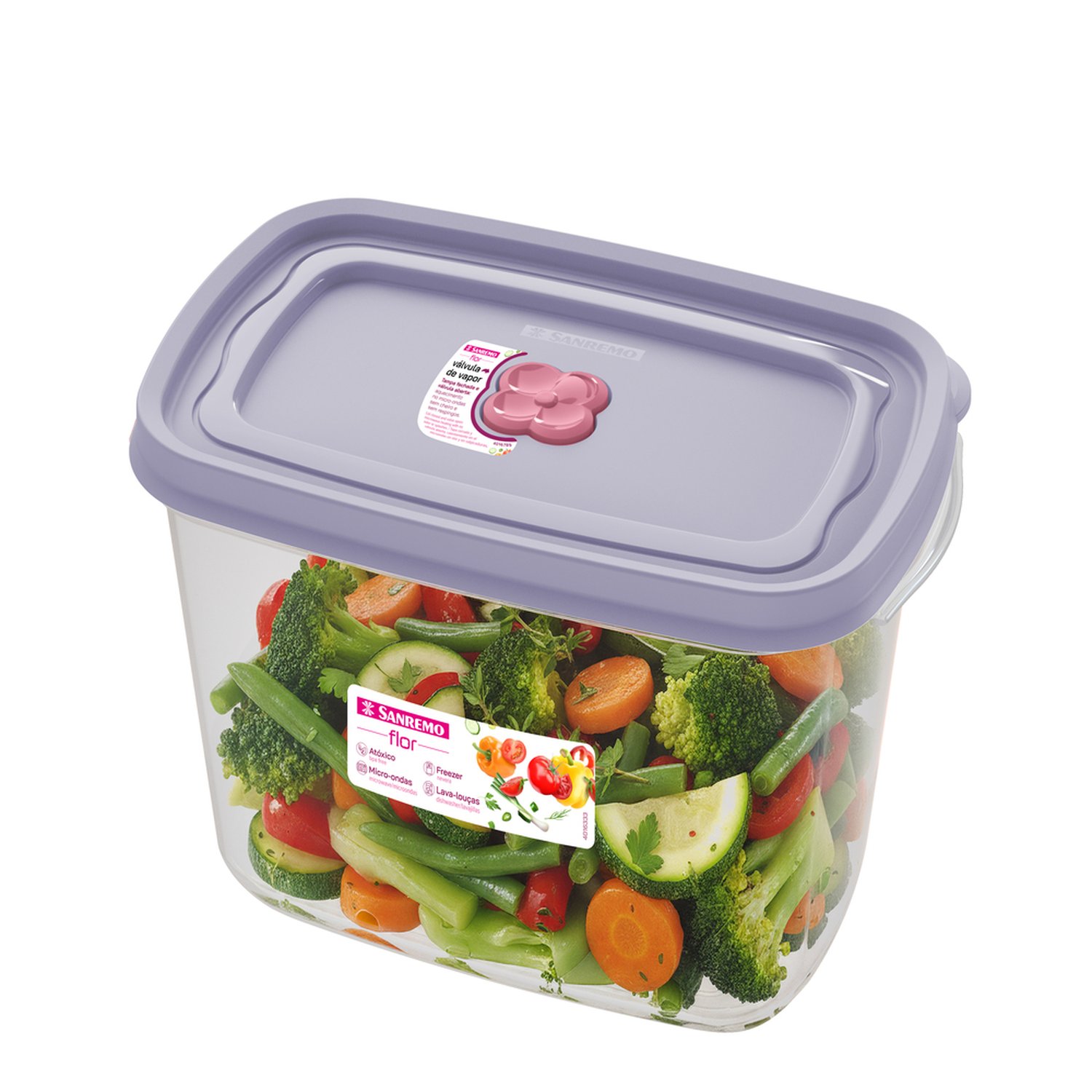 Pote Retangular Plastico Sanremo 2,3L