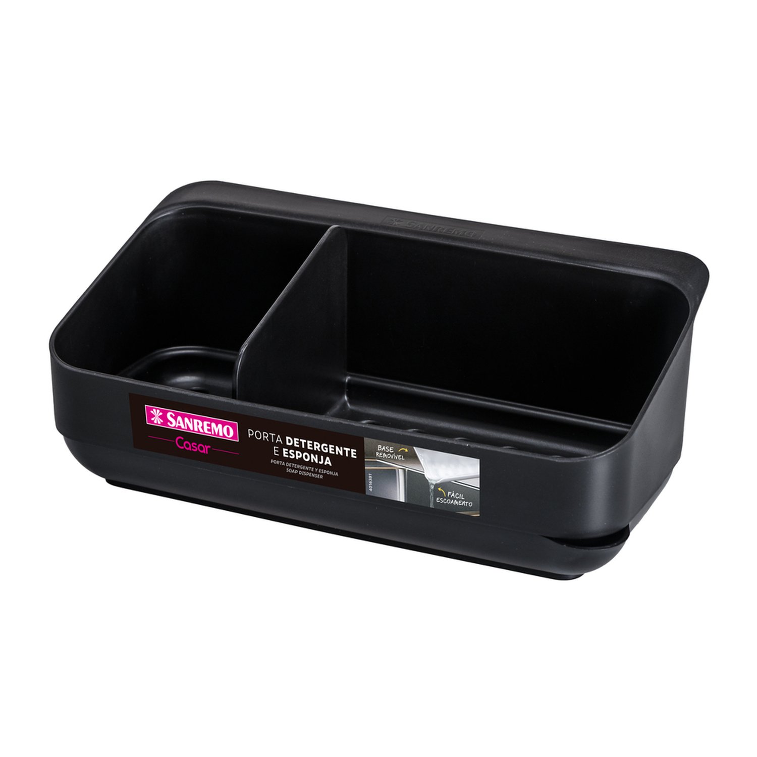 Porta Detergente Esponja Preto Plastico Sanremo