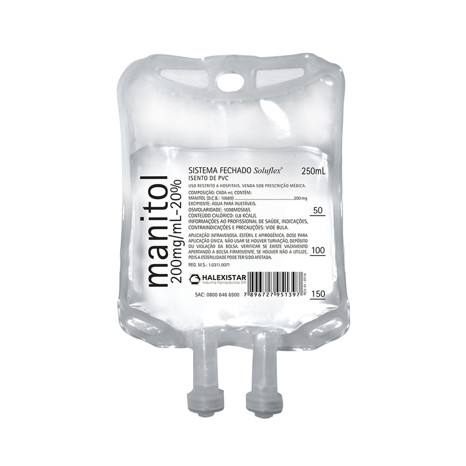 Solucao Injetavel Manitol 20% 250Ml Hospitalar Halex Istar | Martins ...
