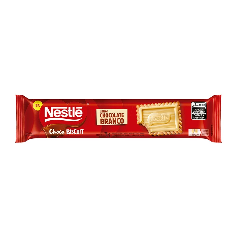 Biscoito Nestlé Choco Biscuit Chocolate Branco 78g - Embalagem com 30 ...