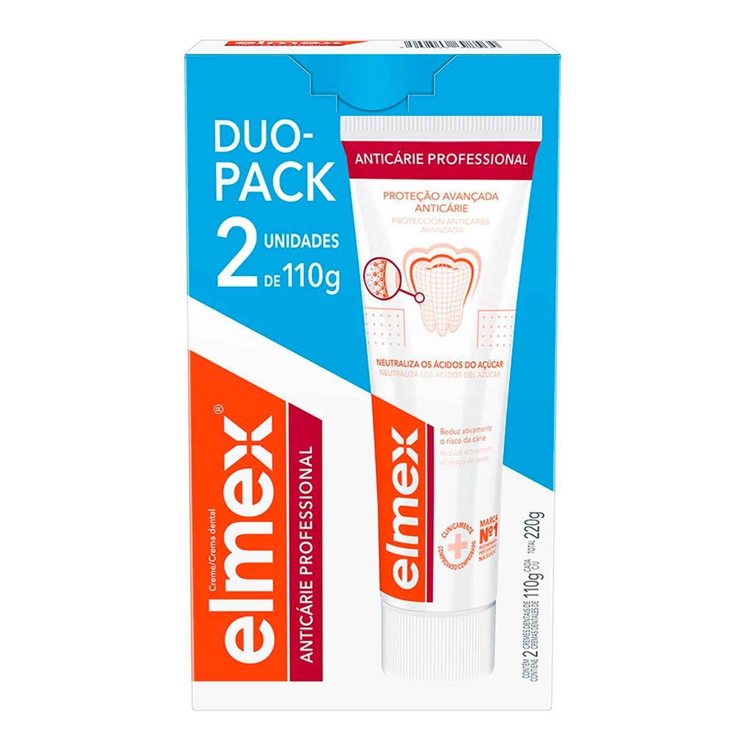 Creme Dental Elmex Anticáries Professional 110g - Embalagem com 2 Unidades