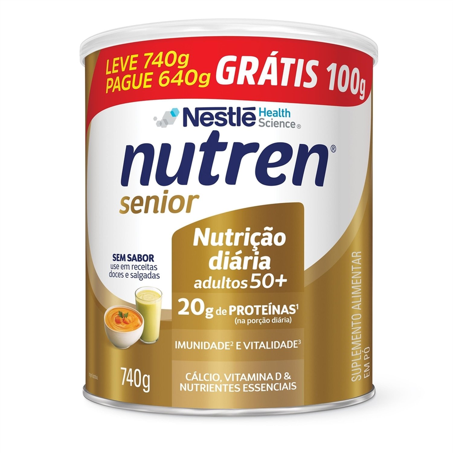NUTREN SENIOR SEM SABOR 740G LEVE 740G PAGUE 640G