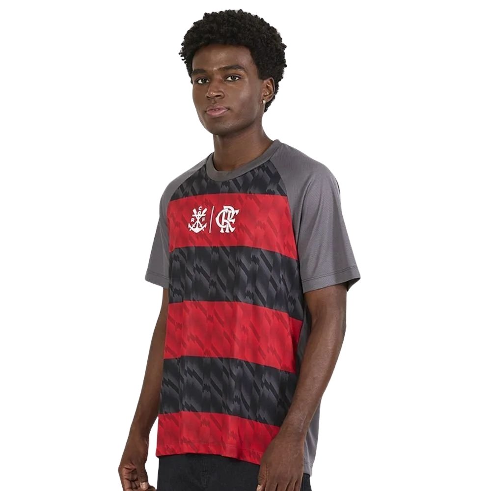 Camisa Masculina Flamengo M Braziline Harmonia Cinza Vermelho (Mp)