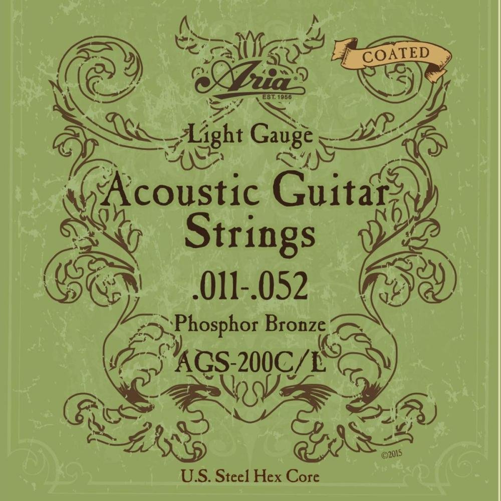 Encordoamento Para Violão Coated .011 Phosphor Bronze Ags200cl Aria Un.Venda: Pc/1