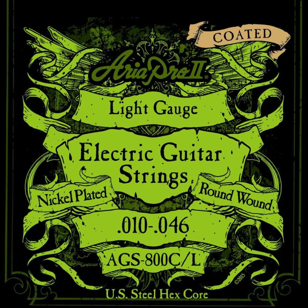 Encordoamento Para Guitarra Coated .010 Ags800cl Aria Pro Ii Un.Venda: Pc/1