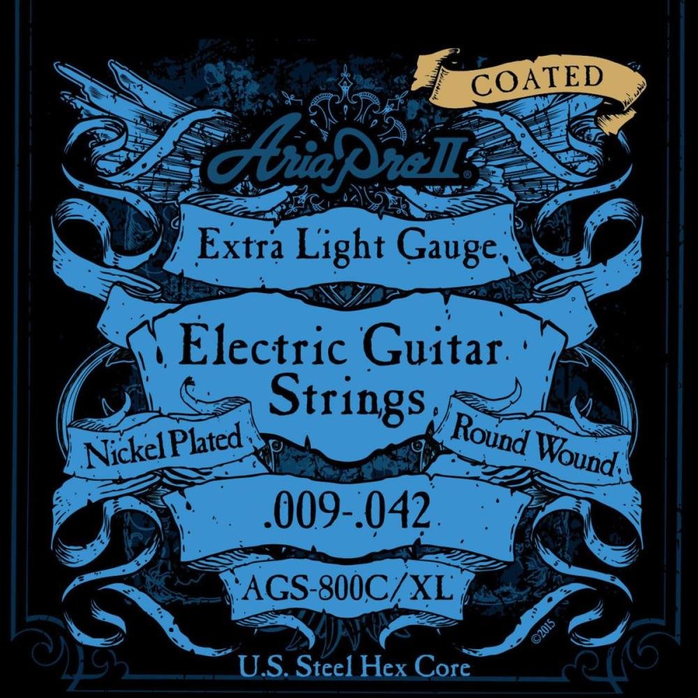 Encordoamento Para Guitarra Coated .009 Ags800cxl Aria Pro Ii Un.Venda: Pc/1