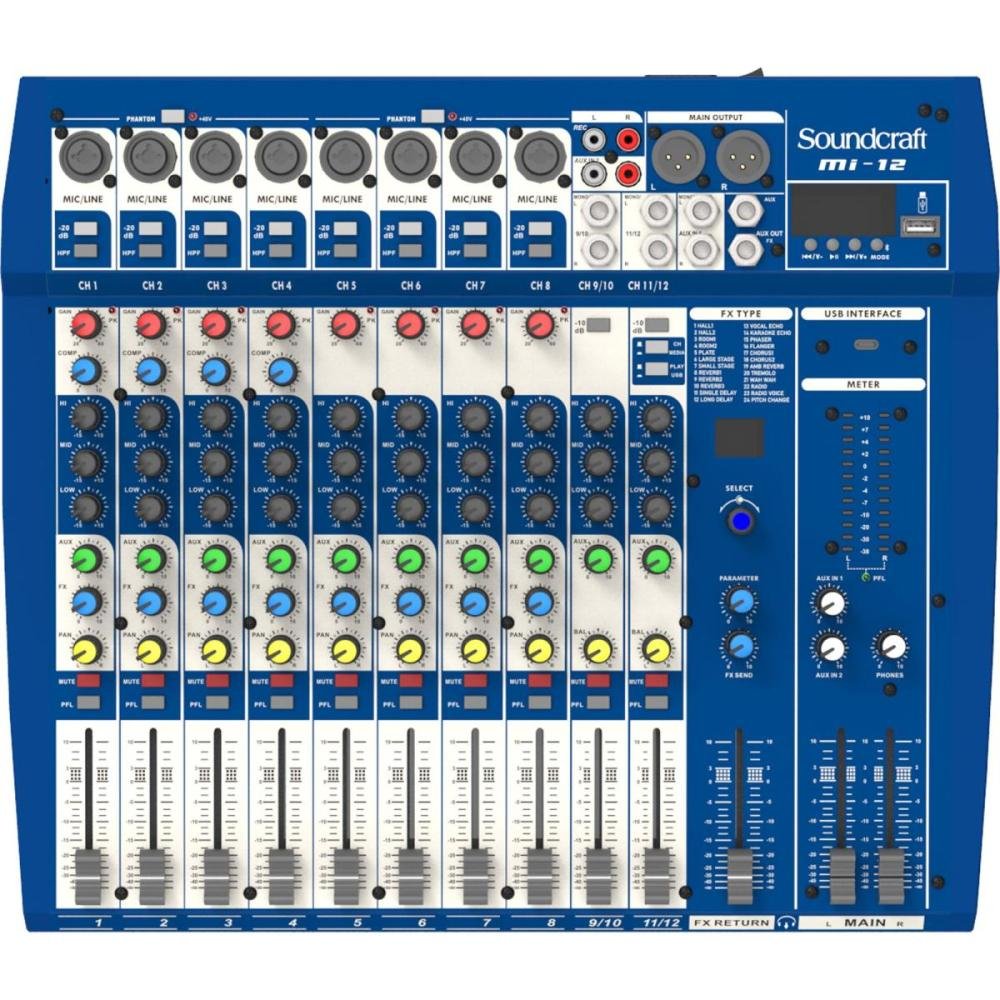 Mesa De Som Soundcraft Mi-12 12 Canais Usb Un.Venda: Pc/1