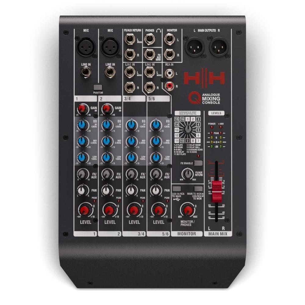 Mesa De Som Hh Queensberry Q6fx 6 Canais Preta Un.Venda: Pc/1