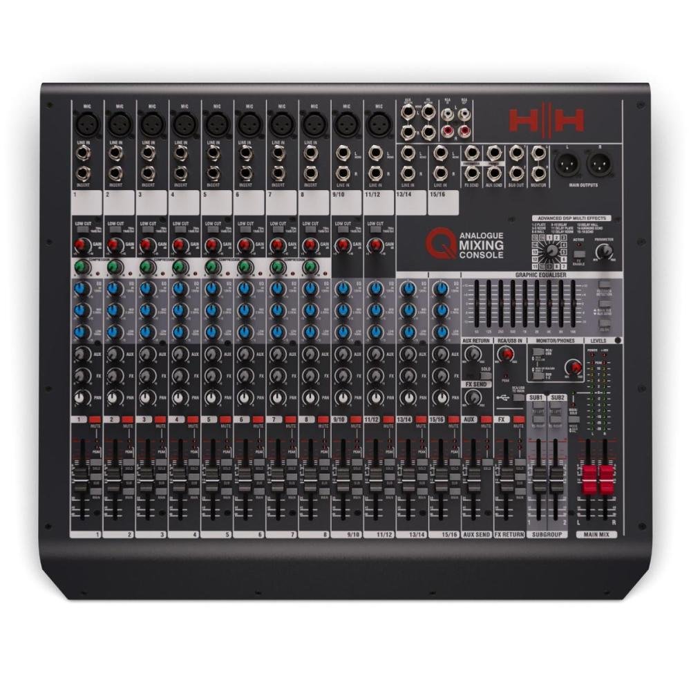 Mesa De Som Hh Queensberry Q16fx 16 Canais Preta Un.Venda: Pc/1