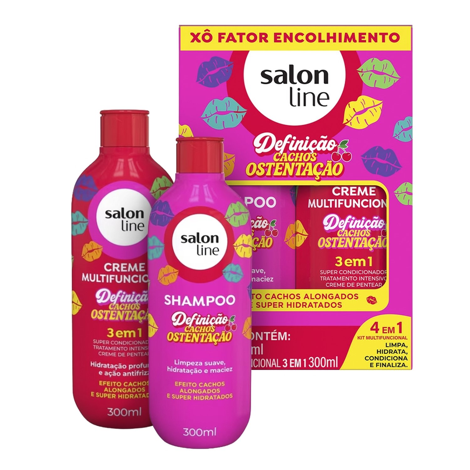Shampoo + Creme Multifuncional Salon Line Definição Cachos Ostentação 300ml