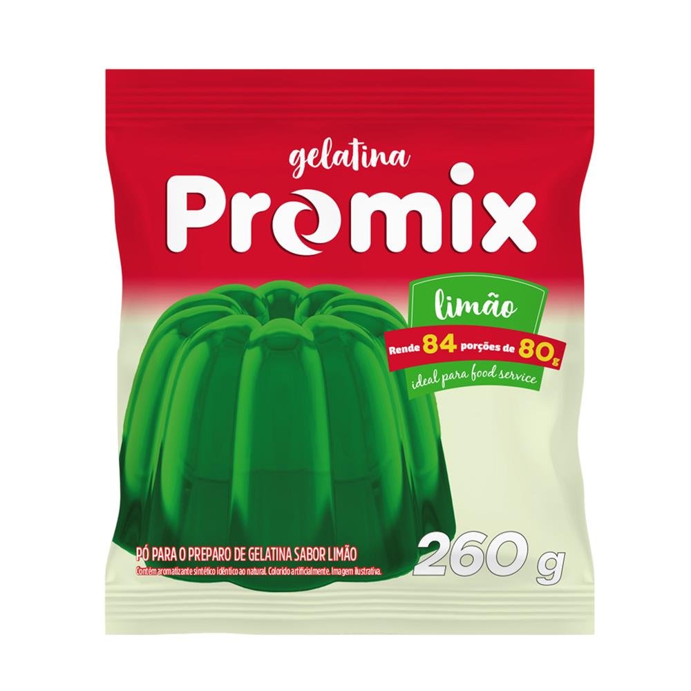 Gelatina Em Pó Promix Sabor Limão Pacote Grande 260G Com Polpa Embalagem 1 Unidade
