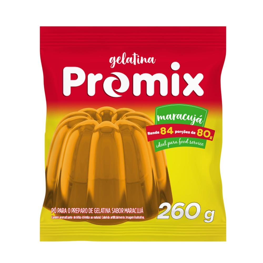 Gelatina Em Pó Promix Sabor Maracujá Pacote Grande 260G Com Polpa Embalagem 1 Unidade