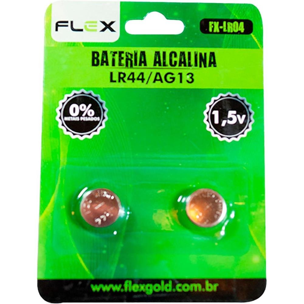 Bateria Botão Alcalina 1,5V Lr44 (C/2 Baterias) Flex Un.Venda: Pc/1