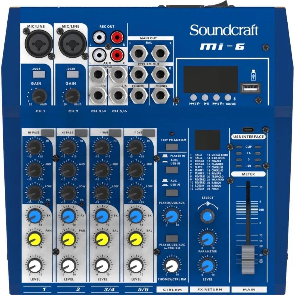 Mesa De Som Soundcraft Mi-6 06 Canais Usb Un.Venda: Pc/1