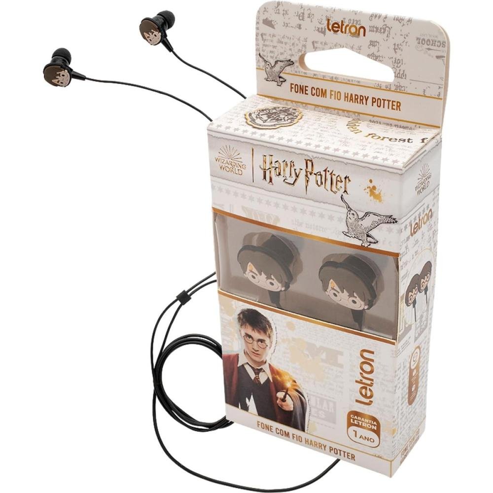 Fone De Ouvido Letron Harry Potter Preto Un.Venda: Pc/1