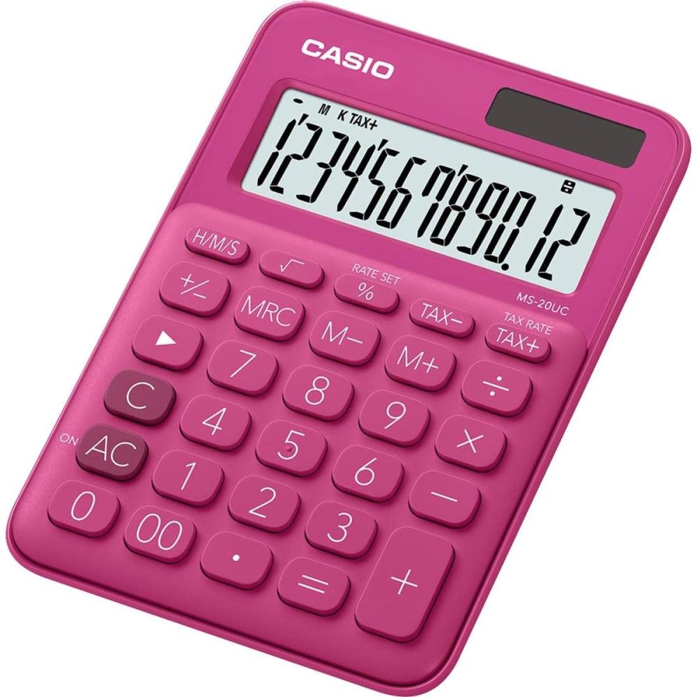 Calculadora De Mesa Casio Ms20uc 12 Dígitos Pink Un.Venda: Pc/1