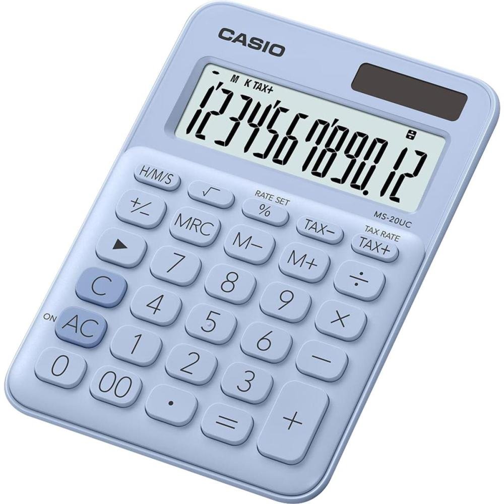 Calculadora De Mesa Casio Ms20uc 12 Dígitos Azul Claro Un.Venda: Pc/1