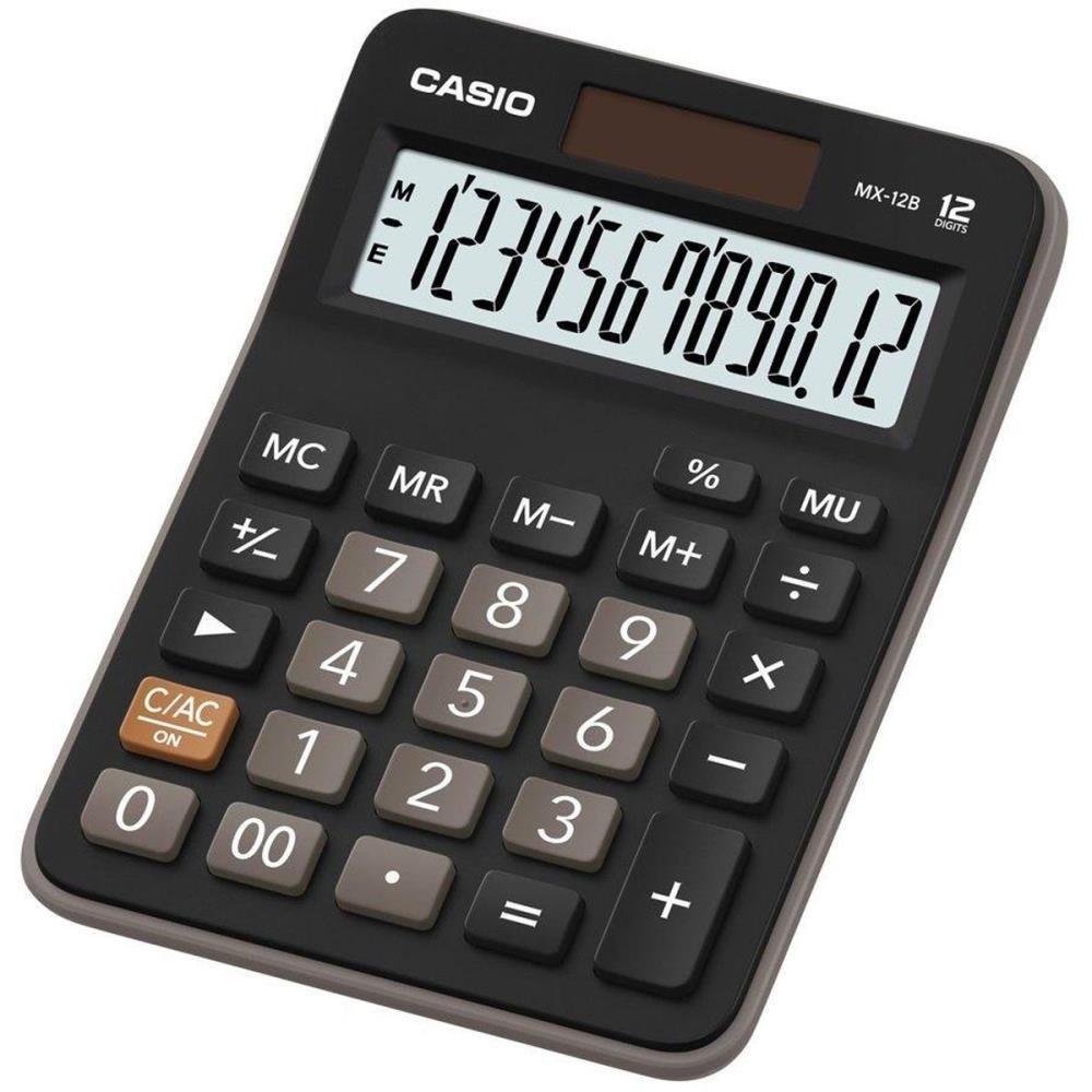 Calculadora De Mesa 12 Dígitos Preta Solar/Bateria Casio Mx-12B