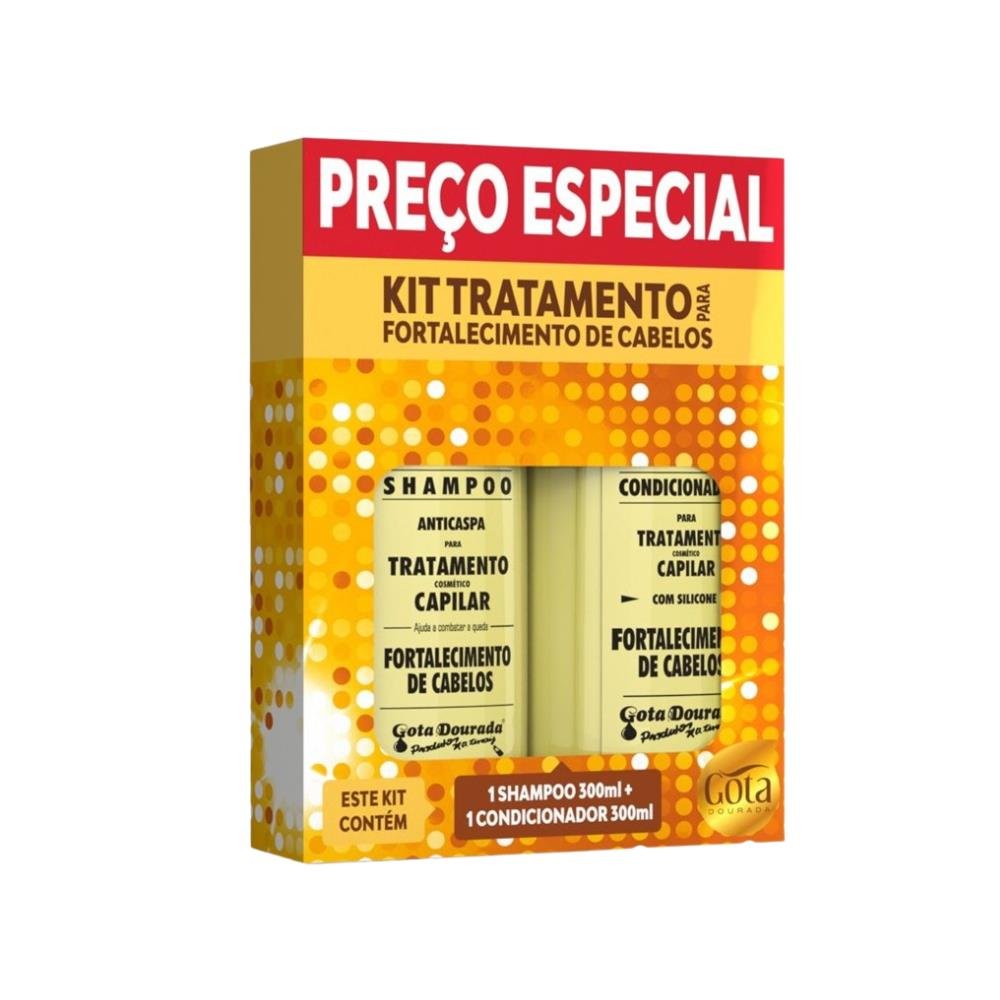 Kit Fortalecimento Shampoo 300ml + Condicionador 300ml Gota Dourada