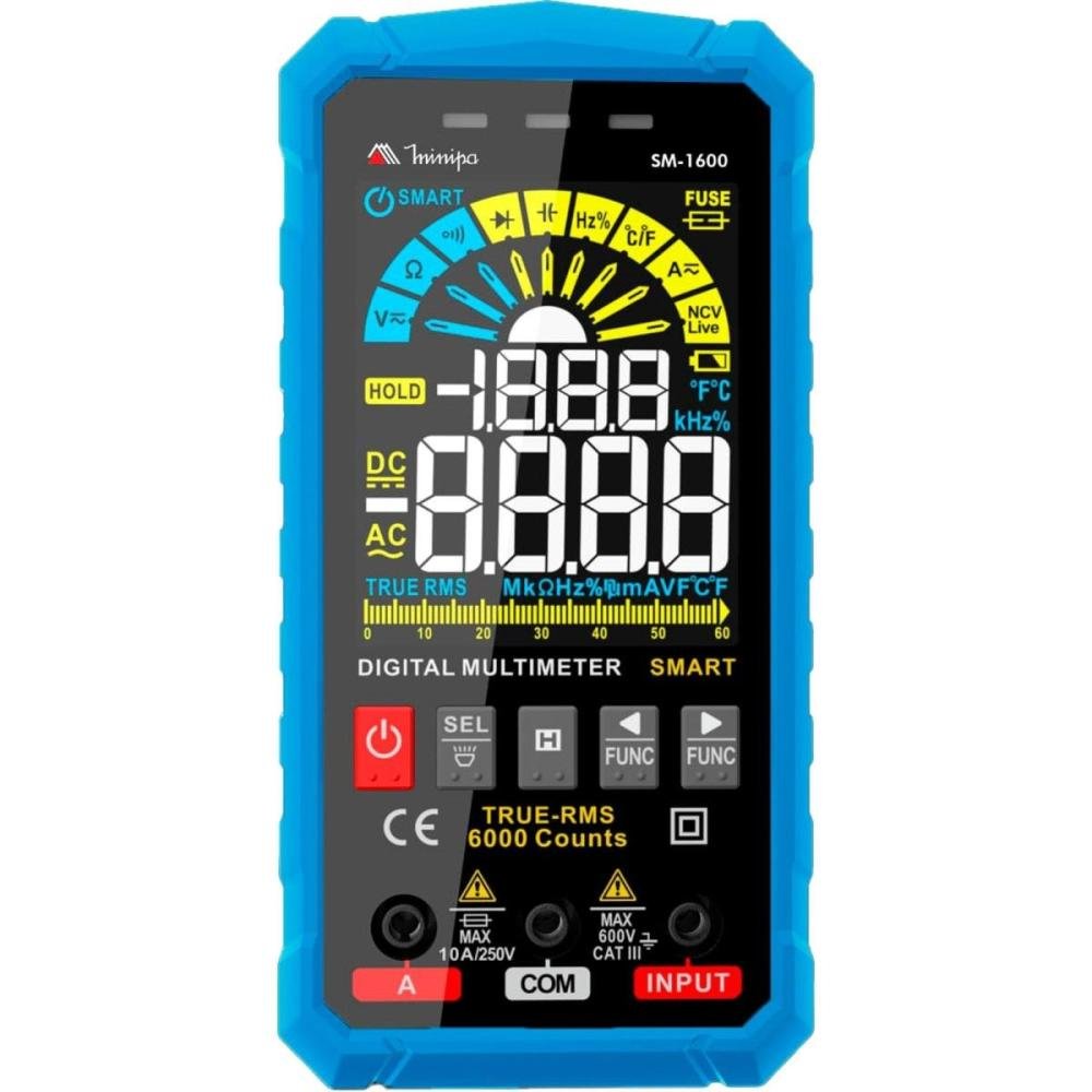 Multímetro Digital Minipa Sm-1600 Azul/Preto Un.Venda: Pc/1