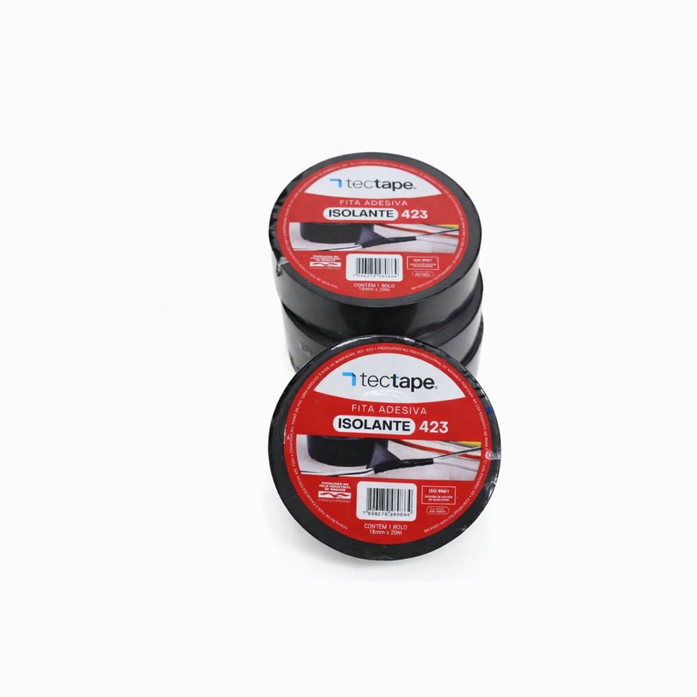 Fita Adesiva Isolante Tectape Pvc 18Mmx20m 423 Preta