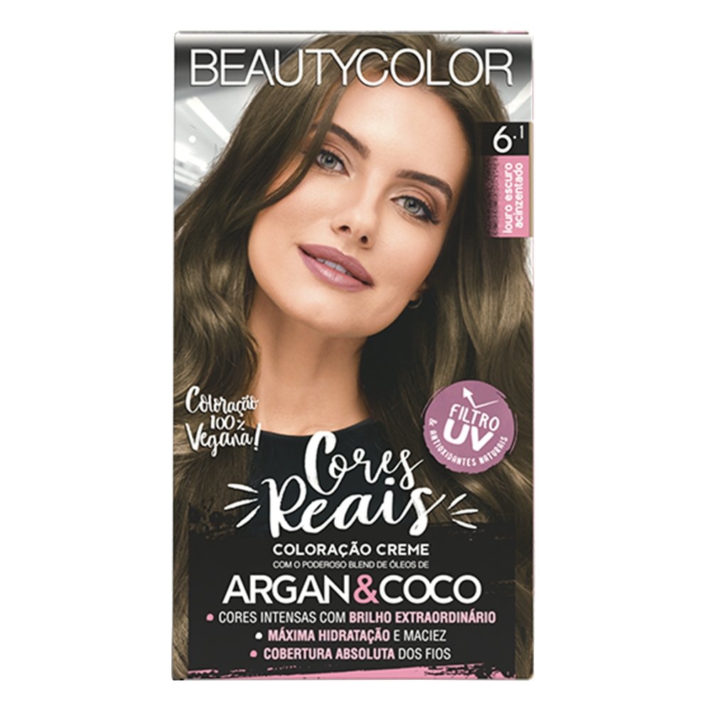Tinta de Cabelo Beauty Color Creme Kit 6.1 Louro Escuro Acinzentado