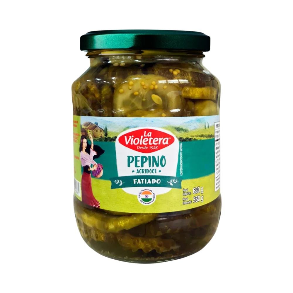 Pepino Fatiado La Violetera Agridoce Em Conserva Vidro 360G