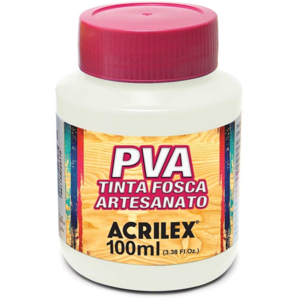 Tinta Pva Fosca Para Artesanato 100Ml Branco - Pacote Com 6 Unidades