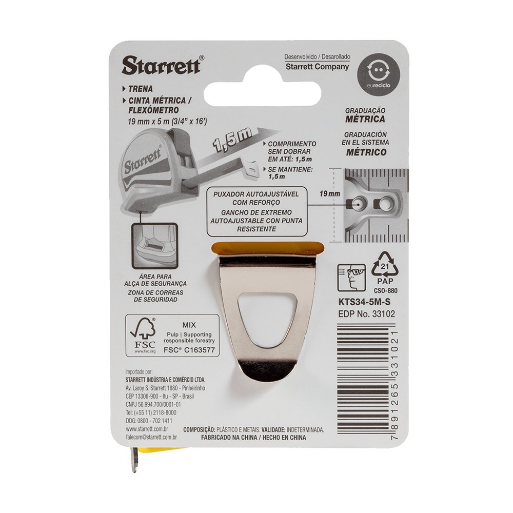 Trena Starrett KTS34-5ME-S 19mm x 5m