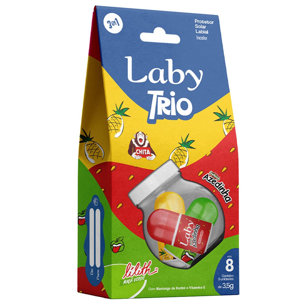 Protetor Labial Laby Trio Balas Azedinha/Chita/Lilith Pote C/3 3,5G
