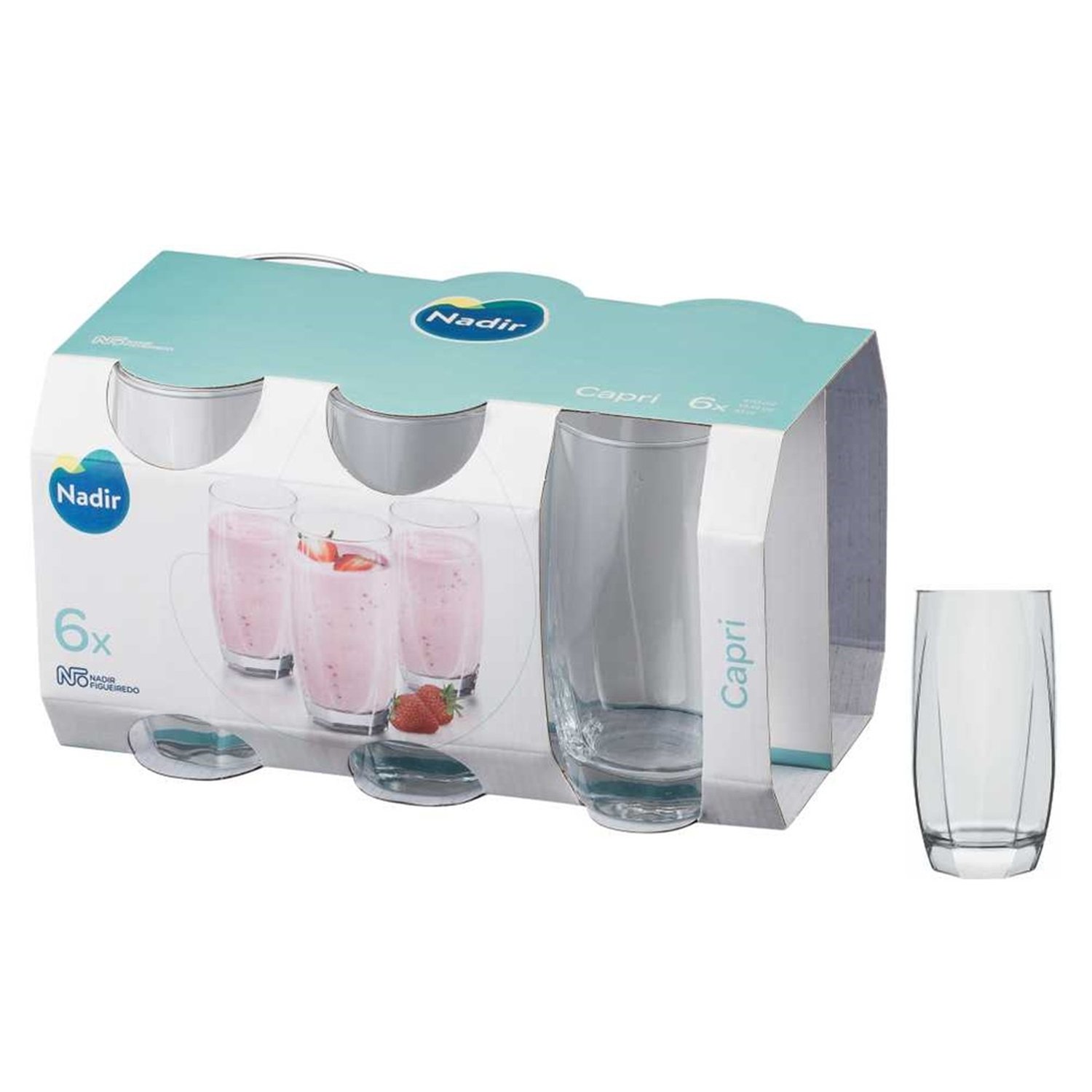 Copo Capri 410Ml Long Drink Com 6 Peças Vidro Incolor Nadir