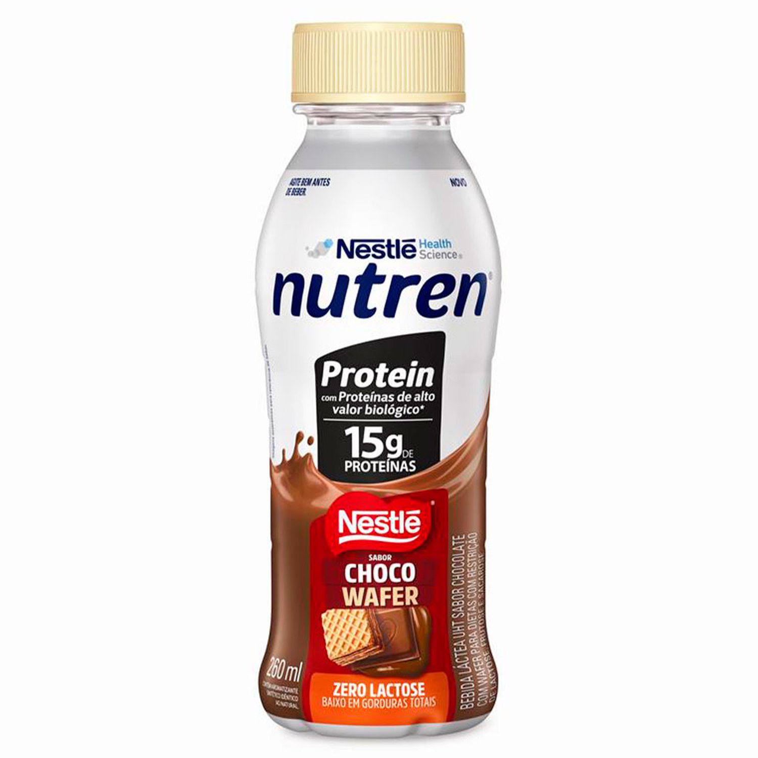 Bebida Láctea Nestlé Nutren Protein 15g Proteínas - Chocolate Com Wafer 260ml