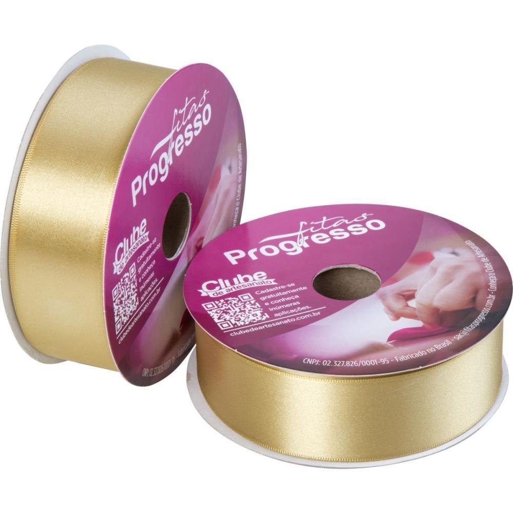 Fita De Cetim 38Mm X 50M Ouro 228 - Fitas Progresso