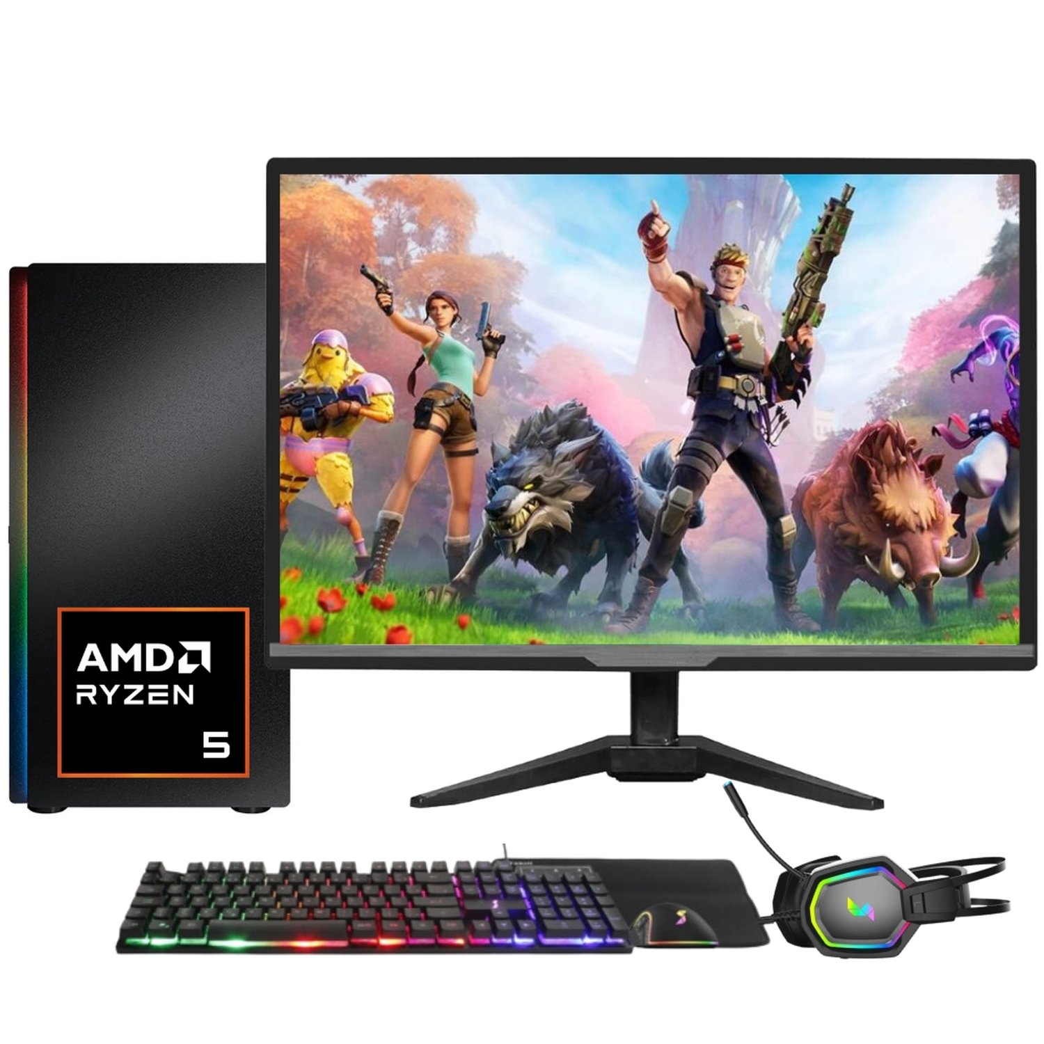 Pc Gamer Completo Skill Rgb Amd Ryzen 5 4600G, Gráficos Radeon Vega 7, Monitor Led 20",Kit Gamer, 1