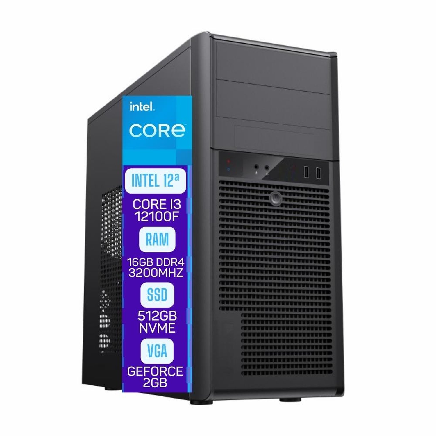 Computador Skill Pro Intel 12ª Geração Core I3 12100F 16Gb Ddr4 Placa De Vídeo Geforce 2Gb Ssd 512G